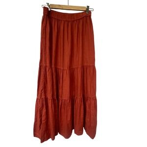 Faherty NWOT Terracotta Orange 100% Linen Tiered Maxi Skirt 
Women's Medium